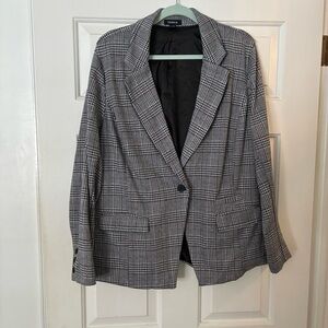 Torrid Gingham Plaid Black & White Textured Blazer 3X